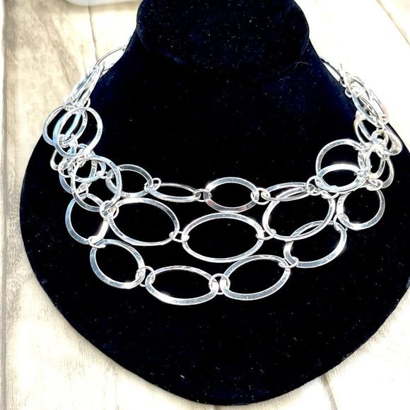 New Pure Expressions Multi Strand Silver Statement Necklace - Picture 3 of 8